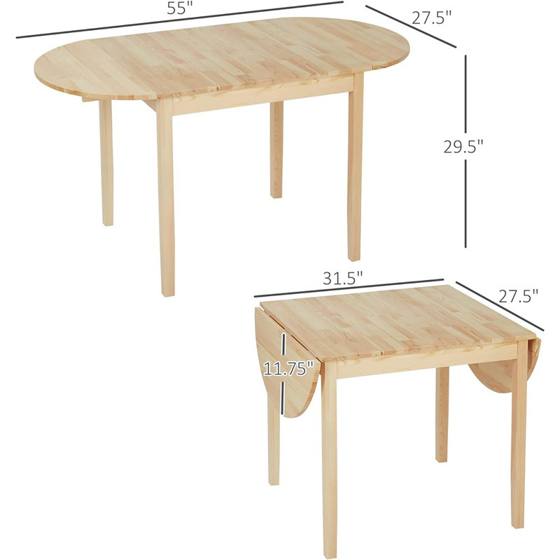 Union Rustic Jazzae Wood Kitchen Table, Drop Leaf Tables for Small ...